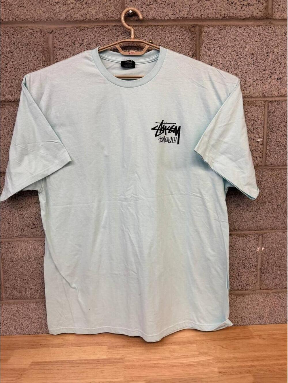 2020s Stussy Honolulu Mint Blue Logo TShirt Cut Tag Mens XXL